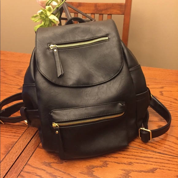 madden girl black leather backpack